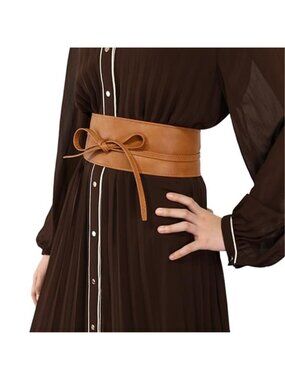 Womens Obi Belt Wide Waist Belt Leather Wrap Corset Dress Belt Adjustable